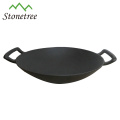 Atacado japonês industrial preto pintura ferro fundido Wok prato